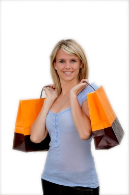 Young woman with shopping bags clipart