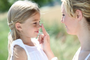 Mother and daughter in summer clipart