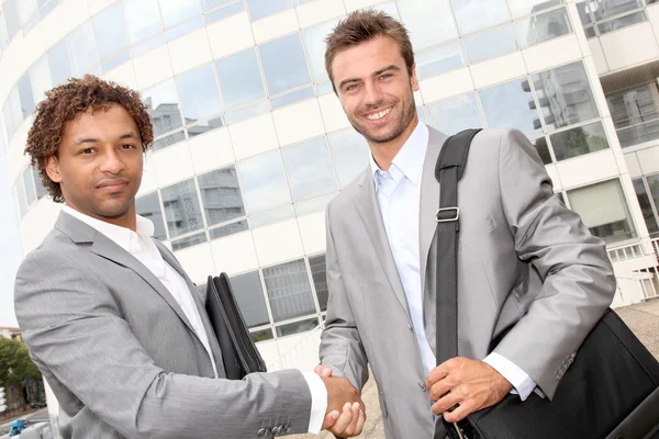 Business partners meeting outside — Stock Photo, Image