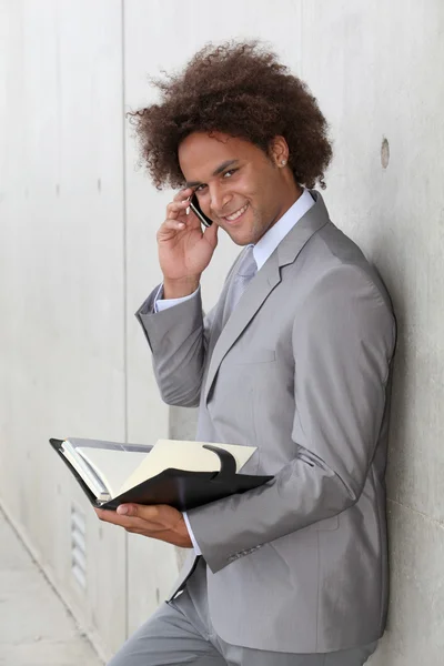 Businessman in telephone interview — Stock Photo, Image