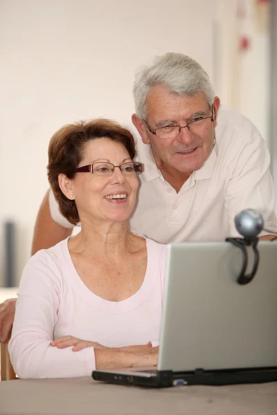 Senior couple and videocall — Stock Photo, Image