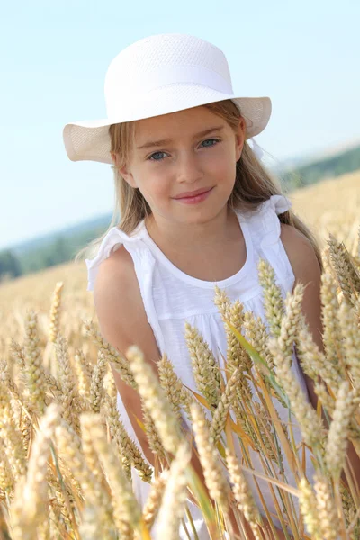 Menina no campo de trigo — Fotografia de Stock