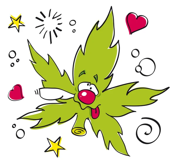 Hoja divertida de marihuana riendo —  Fotos de Stock