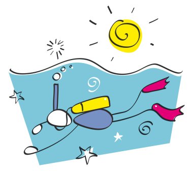 Funny snorkeling guy clipart