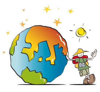 Funny traveler sightseeing clipart