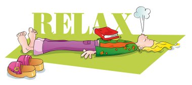 Funny yogi relaxing and breathing clipart