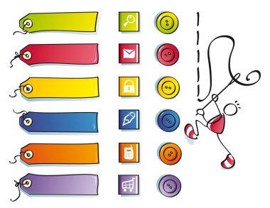Funny buttons, and symbols for sewing web clipart