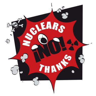 Funny guy saing no nuclears clipart