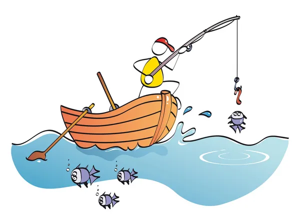 Pescador divertido — Vector de stock