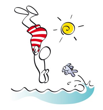 Funny swimmer clipart