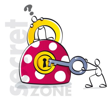 Funny padlock with key clipart