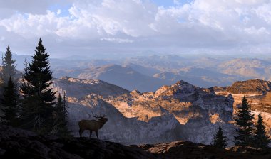 Elk Lookout Silhouette clipart