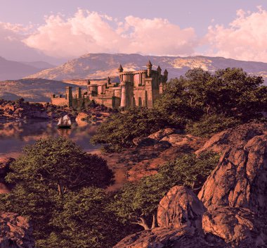 Spanish Castle Landscape clipart