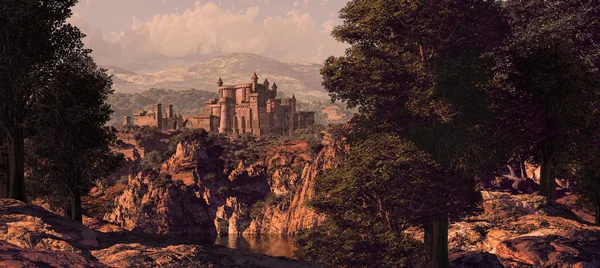 Пейзаж средневекового замка — стоковое фото