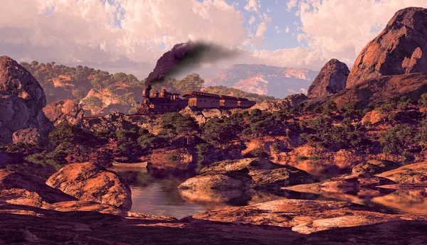 Eski Batı buharlı lokomotif — Stok fotoğraf