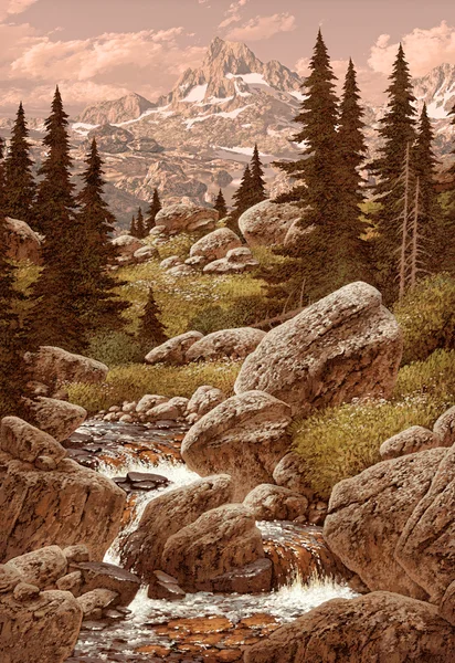 Stream in de rocky mountains — Stockfoto