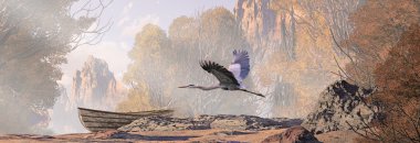 Great Blue Heron In Flight clipart