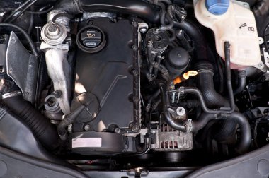 Closeup of a diesel engine clipart