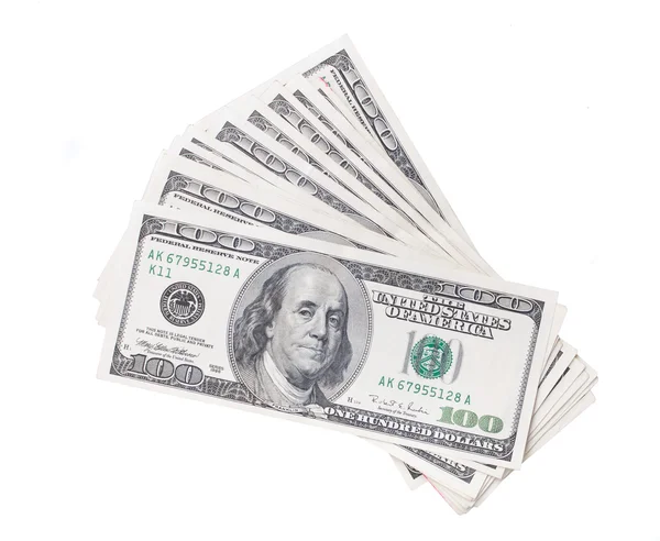 Billetes en dólares aislados sobre fondo blanco —  Fotos de Stock
