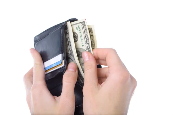 Izole cüzdan açmak — Stok fotoğraf