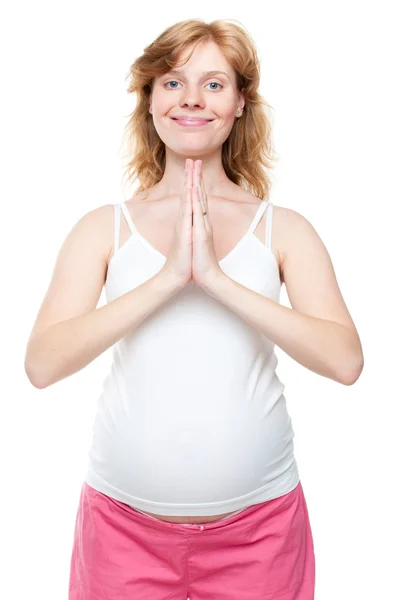 Kobieta w ciąży co ćwiczenia fitness — Zdjęcie stockowe