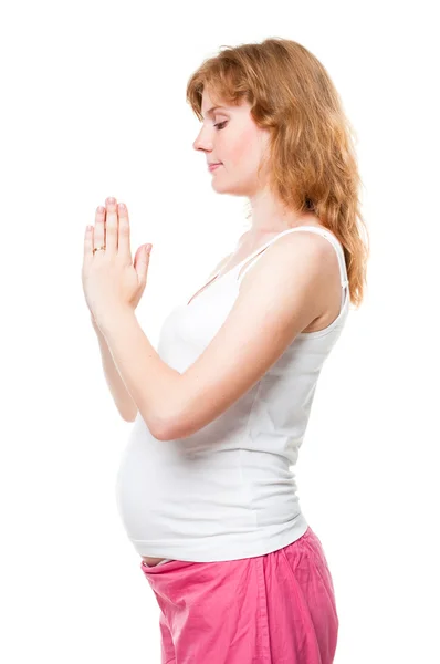 Donna incinta che fa esercizi di fitness — Foto Stock