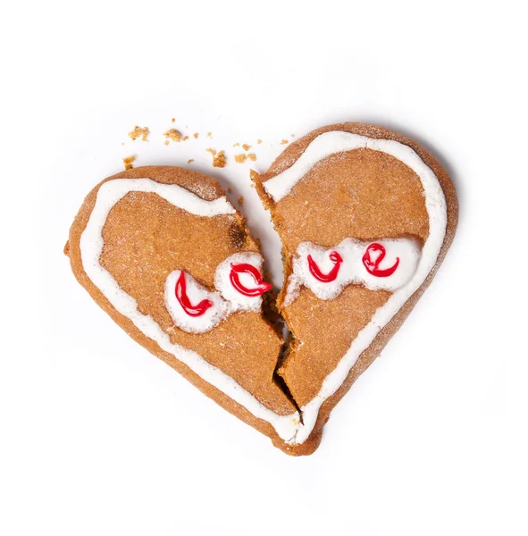 Biscotti al cuore rotti isolati su bianco . — Foto Stock