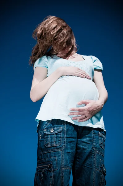 Mulher grávida em depressão — Fotografia de Stock