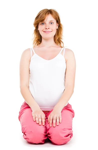 Gravid kvinna att göra fitnessövningar — Stockfoto