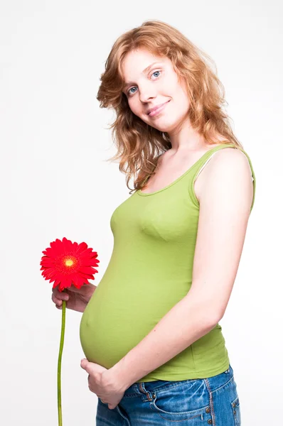 Young pregnant woman holding her hands on her tummy Royalty Free Stock Images