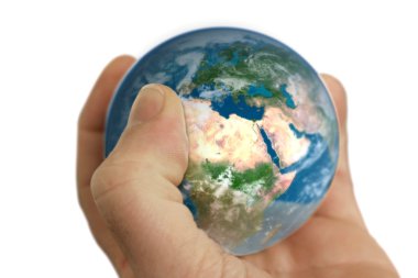 Earth in hand isolated on white clipart