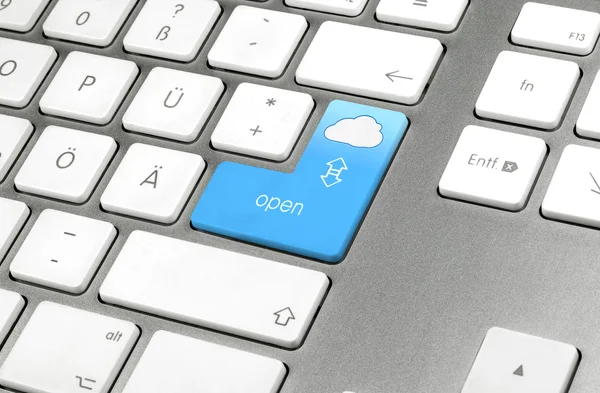 Набір з чотирьох розкладок клавіатури для хмарних обчислень — стокове фото