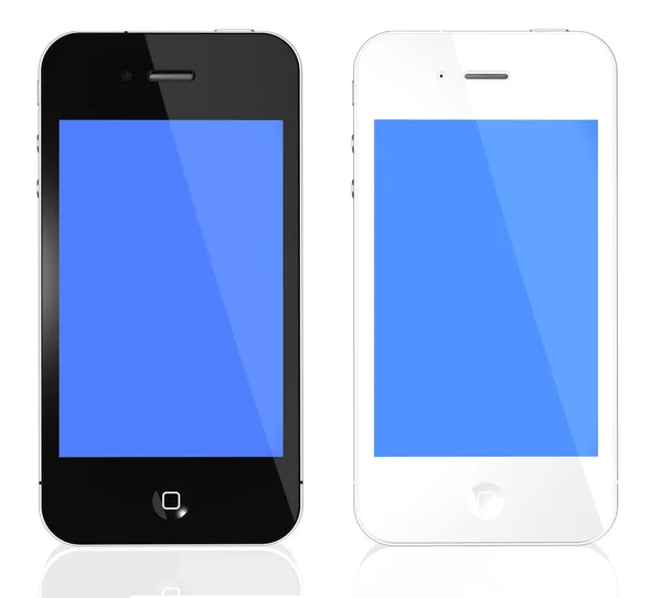 Чорно-білі телефони з синім сенсорним екраном — стокове фото