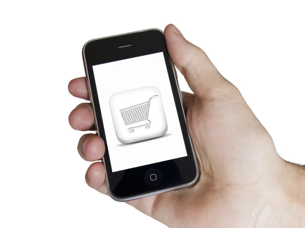 Современный сенсорный белый экран телефона электронной коммерции — стоковое фото
