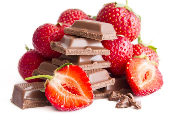 Schokolade mit Erdbeercreme — Stockfoto