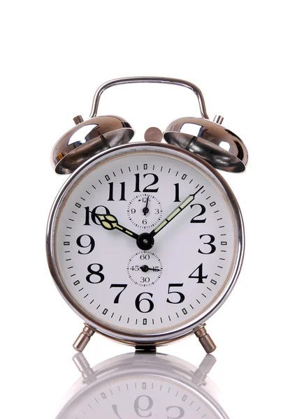 Reloj despertador en blanco — Foto de Stock