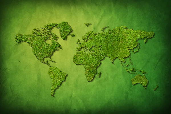 Global map with grass texture — Stock Photo, Image