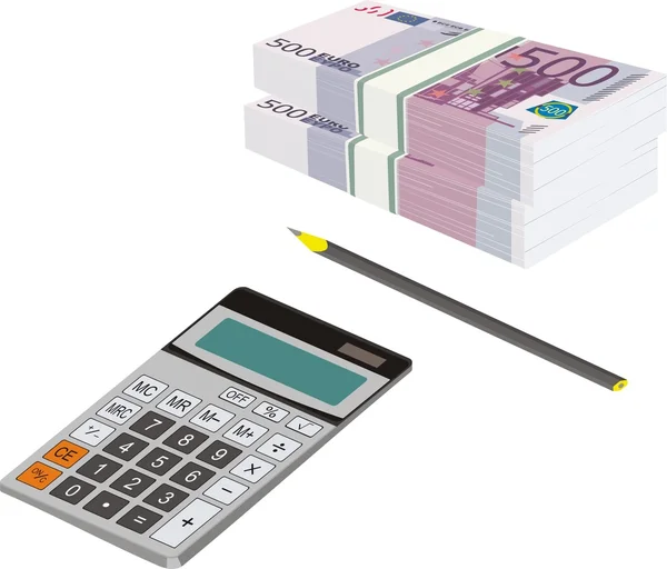 Calculator-euro-pencel — Stock Vector
