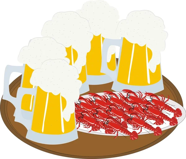 Drink beer with boiled carpens — Stock Vector