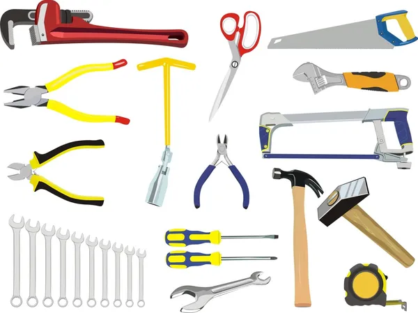Um conjunto de ferramentas manuais — Vetor de Stock