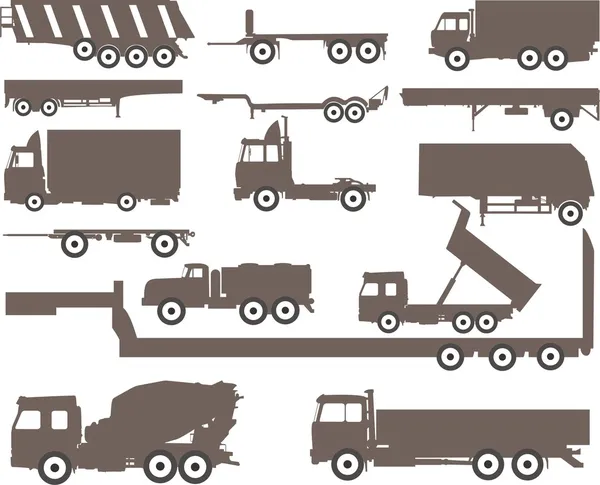 Lastbilar och släpvagnar — Stock vektor