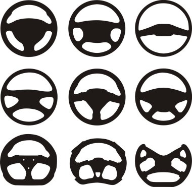 Silhouettes of steering wheels clipart