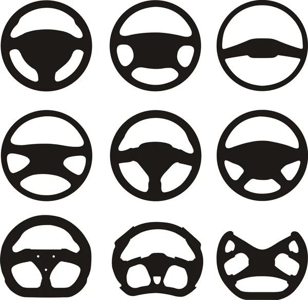 Silhouettes of steering wheels — Stock Vector