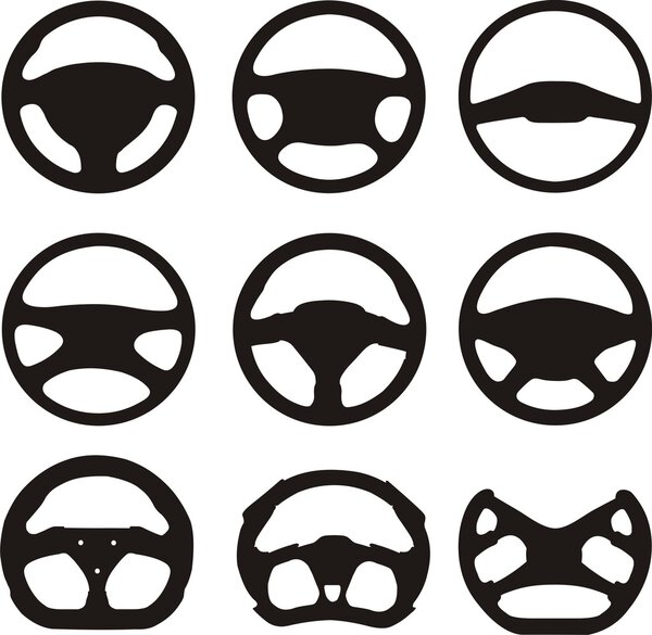 Silhouettes of steering wheels
