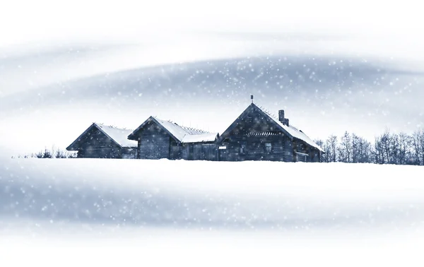 Zimowy krajobraz wsi — Zdjęcie stockowe