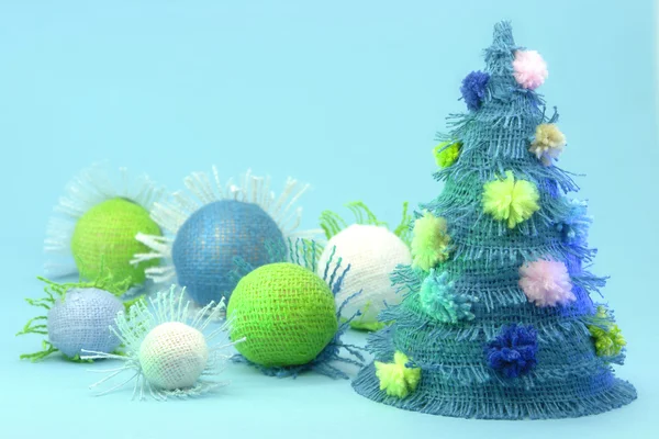 Vánoční novoroční pohlednice strom modrá koncepce — Stock fotografie