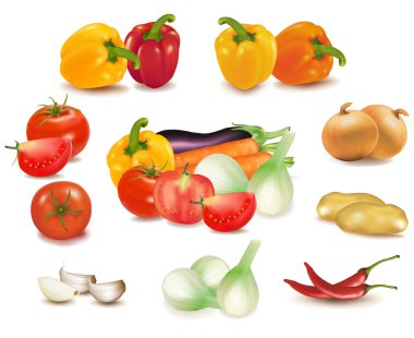 The big colorful group of vegetables. Photo-realistic vector. clipart