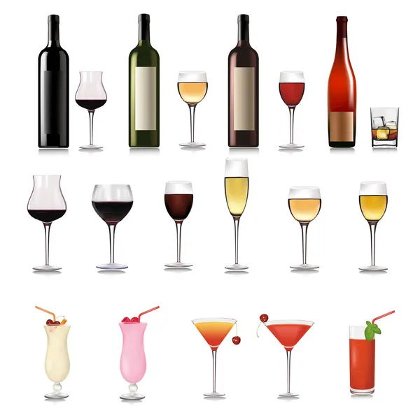 Uppsättning av olika drycker och cocktails. vektor illustration. — Stock vektor