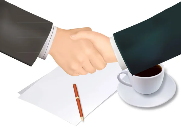 Handshake nad papír a pero. — Stockový vektor