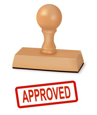 Rubber stamp with the word approved clipart